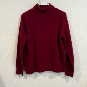 Cosette red burgundy fuzzy mock-neck turtleneck fits like medium